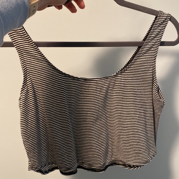 COPY - Black and White Striped Cropped Tank - Picture 4 of 4